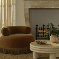 Mid-Century Wohnzimmer-Sessel aus Holz und Mohair-Stoff mit Übergroßen Fransen, Drehbarer Kreissessel, Kontraktsofa-Stuhl für Hotels