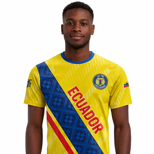 Camiseta Deportiva <span class=keywords><strong>de</strong></span> Fútbol <span class=keywords><strong>de</strong></span> <span class=keywords><strong>Ecuador</strong></span> para la Copa Mundial 2026, LA TRICOLOR, Corte Ajustado, Cuello Redondo, Manga Corta, para Hombre, para Ejercicio al Aire Libre - Product Image 2
