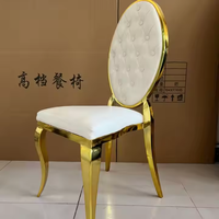 Penjualan pabrik kursi besi tahan karat Bagus desain kaki persegi belakang Oval sempurna untuk kursi makan pernikahan elegan