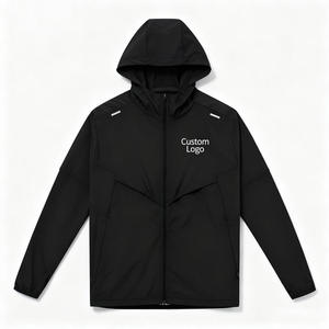 Veste coupe-vent pour homme, veste de sport personnalisée avec logo, respirante, à capuche, légère, protection, <span class=keywords><strong>jogging</strong></span>, veste longue - Product Image 2