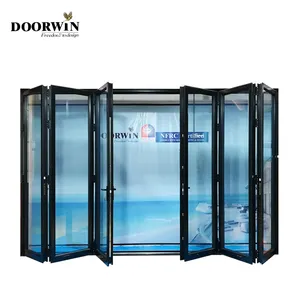 Doorwin Most Popular Thermal Break Sound Proof Double Glazed Heavy Duty Accordion Bi folding Door for Patio