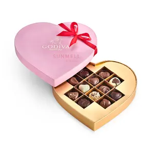 Boîte de chocolat de luxe en velours à feuille chaude Boîtes de Saint-Valentin en forme de cœur avec logo personnalisé pour l'emballage de chocolat