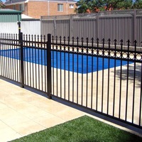 Valla de jardín de acero Valla de piquete de metal de acero de zinc moderna Galvanizado negro 6x8 Paneles de valla de acero superior plano de hierro forjado de seguridad