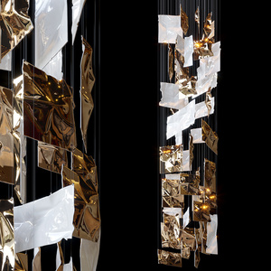 Lustre LED suspendu AMJ, design à paillettes de verre carrées, température de couleur multiple, tension universelle, durée de vie de <span class=keywords><strong>50</strong></span> 000 heures, hôtel, hall, villa - Product Image 4