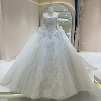 DW0054 Robe de mariage élégante pour femme, robe de bal moderne, design royal, dentelle pailletée, train de chapelle, mode princesse douce
