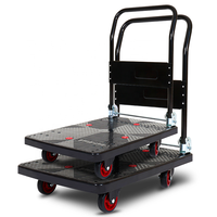 Carretilla de Mano Resistente, Plataforma de Transporte para Almacén, Carretilla de 4 Ruedas
