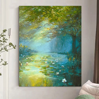 Peinture à l'huile texturée peinte à la main style nordique pour salon, art mural floral pour salle à manger, taille personnalisable