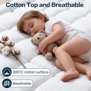 Protège-<span class=keywords><strong>matelas</strong></span> matelassé imperméable épais et respirant, housse de <span class=keywords><strong>matelas</strong></span> ajustée lavable en machine, <span class=keywords><strong>anti</strong></span>-acariens, pour hôtel et maison - Product Image 2