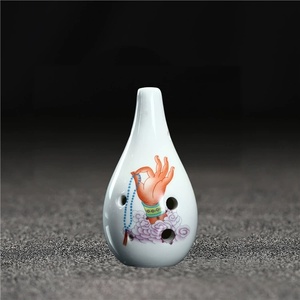 Ocarina en céramique blanche peinte à la main avec Mudra Bouddha, 6 trous, instrument musical spirituel, souvenir de temple, cadeau, vente en gros - Product Image 6