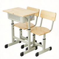 Ensemble Chaise et Bureau Moderne en Métal pour École Primaire avec Tiroirs pour Salle de Jeux et Salle de Formation des Enfants