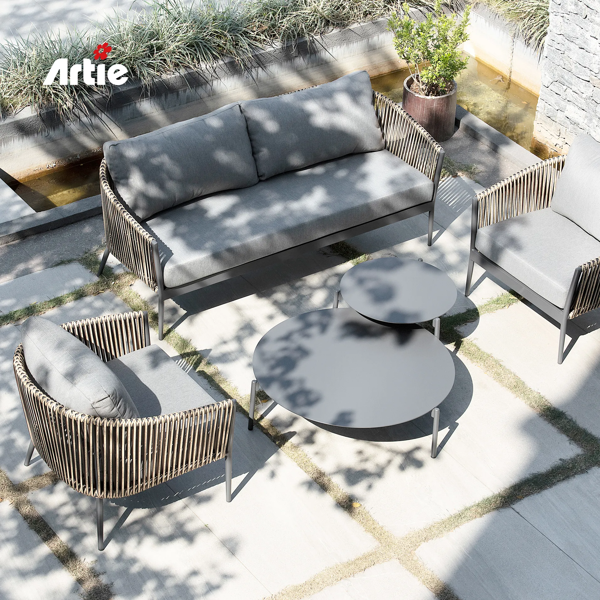 Artie Ensemble de meubles de patio modernes de haute qualité Mobilier de jardin luxueux en rotin tissé Ensemble de canapés d'extérieur