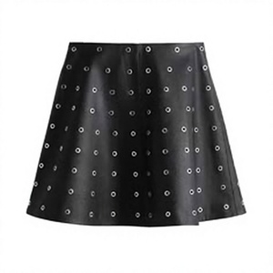 Mini-jupe noire cloutée pour femme, effet cuir, jupe crayon avec ceinture en strass, streetwear d'été - Product Image 1