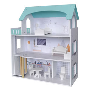 Cina fabbrica bambini paly giochi di abilità pratiche da te tre strati 8 pz mobili in legno grande casa delle bambole per le ragazze - Product Image 4