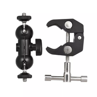 KALIOU Z019 Adaptateur double rotule multifonction en alliage d'aluminium Magic Arms+ avec support rotatif à 360° 1/4'' et super pince