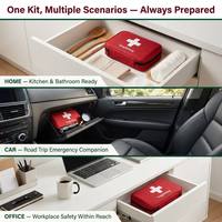 Trousse de premiers soins portable en PVC rigide rouge, kit de survie d'urgence pour la maison, le camping en plein air et les voyages