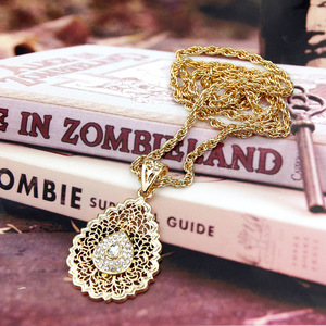 <span class=keywords><strong>Collier</strong></span> Pendentif Arabe Doré Goutte d'Eau Strass Cadeau de Mariage <span class=keywords><strong>Marocain</strong></span> Chaîne Torsadée - Product Image 3