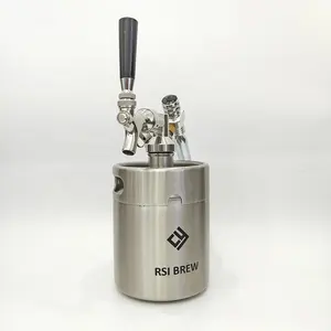 Novo Aço Inoxidável 304 Mini Barril De Cerveja Com Tap System Draft Beer Tap com CO2 Regulador para Mini Growler 2L/5L/10L Home Brewing