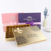 Boîtes d'emballage de chocolat personnalisées en gros les plus vendues, boîtes cadeaux de chocolat luxueuses avec couvercle et base, avec ruban