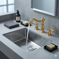 Robinet de lavabo antique à double poignée, à poser sur le comptoir, 3 trous, avec capteur sans contact, cartouche céramique, en laiton, mitigeur de salle de bain, chambre, couloir