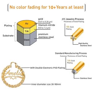 ต่างหูห่วงวงกลมใหญ่แบบกำหนดเองได้ พร้อมจี้รูปหัวใจ ตัวอักษรย่อสั่งทำได้ สำหรับผู้หญิงและเด็กผู้หญิง ทำจากสแตนเลสสตีลชุบทอง 18K - Product Image 5