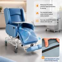 Fauteuil inclinable d'hôpital avec dossier réglable de 97 à 136 degrés, repose-jambes réglable de 0 à 90 degrés, en cuir PU avec coussin d'air pour patient