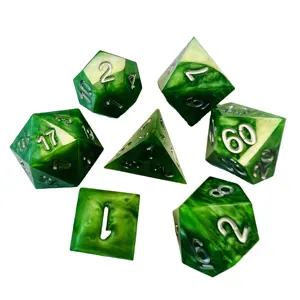 Custom Resin D6 Dice Set Square Corner RPG DND Board Game Cubes Includes 7 Number Dice Model Number D6