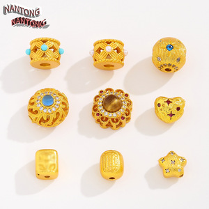 NANTONG Cuentas espaciadoras de aleación chapadas en oro antiguo de tamaño mediano para accesorios de joyería DIY - Product Image 1