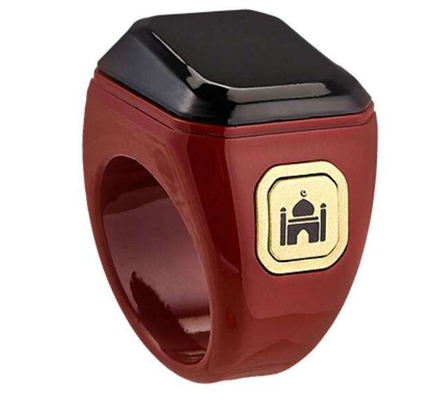 AilesTecca Muslim Iqibla Prayer Iqibla Smart Digital Tasbih Ring 5 Prayer Reminder Muslim Zikr Ring Counter with Time Tracking
