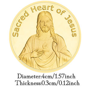 耶稣圣心收藏镀金纪念品硬币巴索-雷雷沃耶稣图案收藏礼品纪念币 - Product Image 3