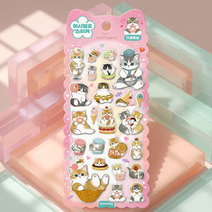 <b>Marshmallow</b> PVC Stickers UV Printed Dessert Cat Korean Cute Character Removable Diary Deco Sheet Kawaii Wholesale - Product Image 1