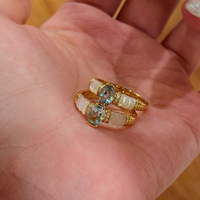 Bague en argent plaqué or 18 carats épais avec topaze bleue pour femme, forme géométrique, style féminin, ensemble de bagues avec pierre bleue, bijoux chrétiens