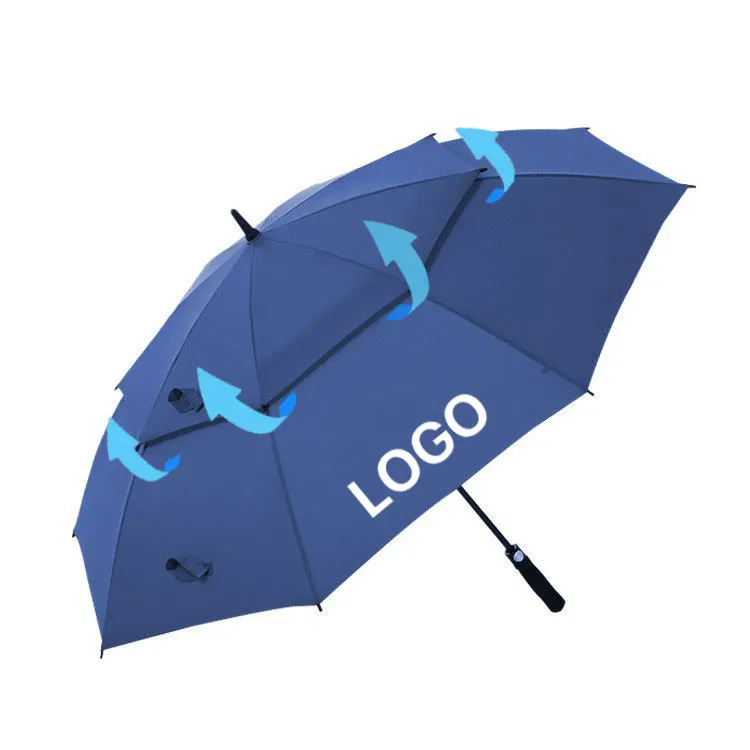 W23 Guarda-chuva Atacado Logotipo Personalizado Grande Dossel Duplo Ventilado Guarda-chuva À Prova de Vento Automático Aberto Em Linha Reta Guarda-chuva De Golfe com logotipo