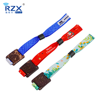 Bracelet intelligent NFC personnalisé, bracelet en tissu RFID avec curseur en coquille de noix de coco pour événement