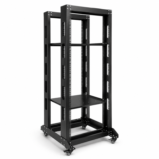 Custom 0.5M-2.2M 4 Post Open Frame Network Rack 19 Inch Floor Standing Server Equipment Stand for Data Center Wholesale