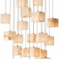 Luminaire suspendu rotatif en albâtre personnalisé pour escalier, salle à manger/salon, villa et loft - Design moderne et simple