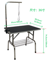 Table de toilettage pour animaux de compagnie en acier inoxydable avec bras réglable et étagère en forme de noeud, table de toilettage pliable robuste pour chiens et chats pour salon d'animaux