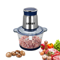 Vente en gros de 2 litres de hachoir à viande éplucheur ail fufu machine hachoir multifonctionnel 300w hachoir à viande bol en verre hachoir à nourriture