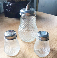 Bouteille en verre transparente réutilisable avec embossage, 50 ml, 180 ml, 6 oz, avec couvercle en acier inoxydable, pot à épices en verre pour sel et poivre