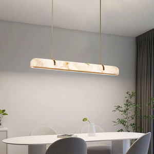 Design moderno lungo nastro nordico ottone lampada pendente in alabastro <span class=keywords><strong>per</strong></span> Villa <span class=keywords><strong>tavolo</strong></span> <span class=keywords><strong>da</strong></span> <span class=keywords><strong>pranzo</strong></span> Bar Hotel ristorante lampadario creativo - Product Image 4