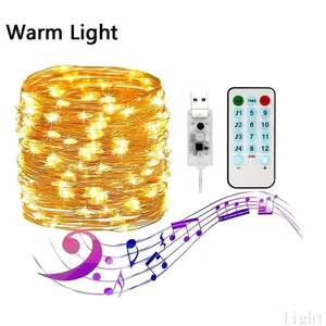 10M Music Control Led Light Chain Copper Wire LEDs garland String Lights Fairy Lighting For Christmas Wedding Party Home Dec