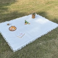 Amity Couverture de voyage pliante Nappe en lin Tapis de pique-nique Outdoor Camping Solid Size Customizable Cotton Polyester Sofa Blanket