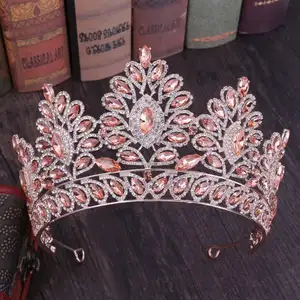 7/colore nuovo lusso barocco strass da sposa grande corona diadema accessori per capelli da sposa corona