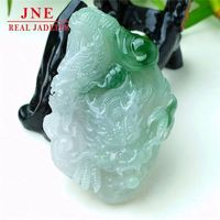 Pendentif en jade de type A, sculpté en trois dimensions, dragon du zodiaque chinois, pendentif en jade vert flottant comme de la glace, pendentif émeraude de marque Dragon 78.98