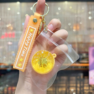 Wholesale Light Up Glitter Crystal Squishy Bun <b>Keychain</b> Transparent Squeeze Stress Relief Fidget Toy Bag Pendant Kids Party Gift - Product Image 2