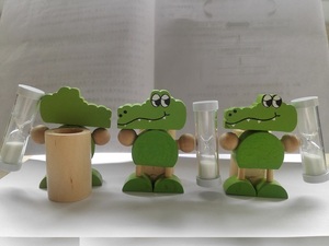 Support de brosse à <span class=keywords><strong>dents</strong></span> en bois <span class=keywords><strong>pour</strong></span> enfants, motif crocodile de dessin animé, avec minuteur de brossage, jouet <span class=keywords><strong>pour</strong></span> enfants - Product Image 6