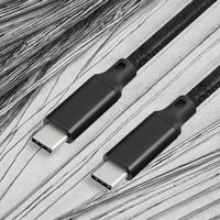 Kabel USBC ke USBC 240W 5A PD 3.1 Pengisian Cepat Inti Paduan Aluminium Jalinan Nilon Hitam 1m Kualitas Tinggi USB Type-C Kustom