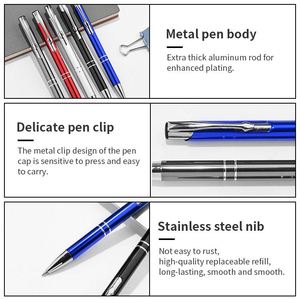 Custom Logo Printed Ballpoint Pen Promotion <b>Gift</b> Red Metal Products Press Ballpoint Pen for Advertising - Product Image 3