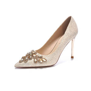 9888S-125 Chaussures de mariée élégantes à talons aiguilles pointus pour femmes, décorées de strass, talon haut 3-5 cm - Product Image 5