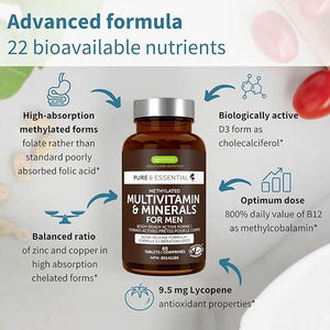 Complément alimentaire multivitaminé et minéral pour hommes adultes, marque privée, soutien immunitaire, bienfaits antioxydants, formes actives, personnalisable - Product Image 3