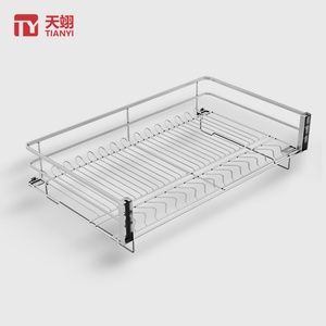 Stainless Steel Four-<b>Sided</b> Cabinet <b>Drawer</b> Pull Sliding Kitchen Storage Rack for Dish and Bowl Basket <b>Drawers</b> - Product Image 1
